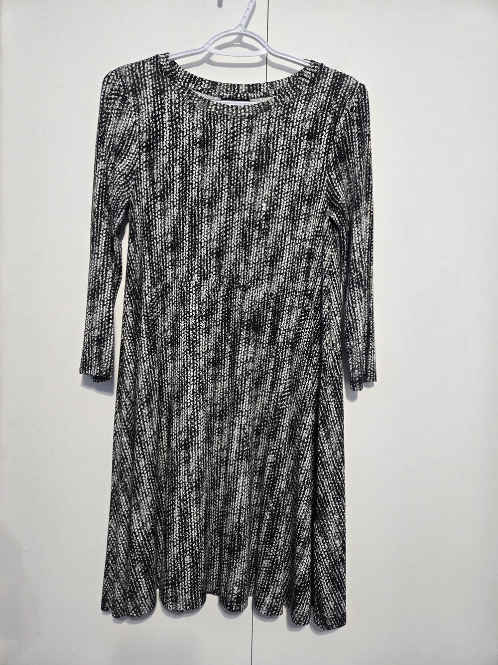 Cynthia Rowley Black White‎ Abstract Print Fit & Flare Dress XS 3/4 Sleeve